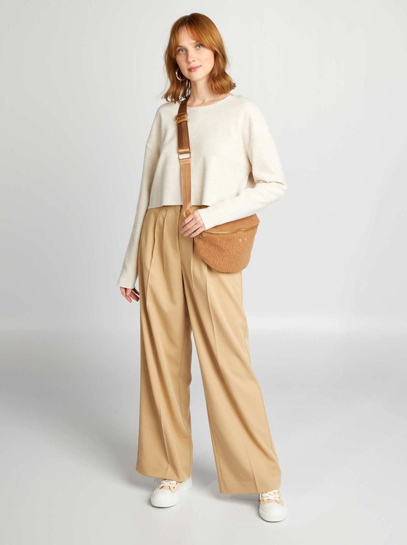 T-shirt effet polaire Beige - Kiabi