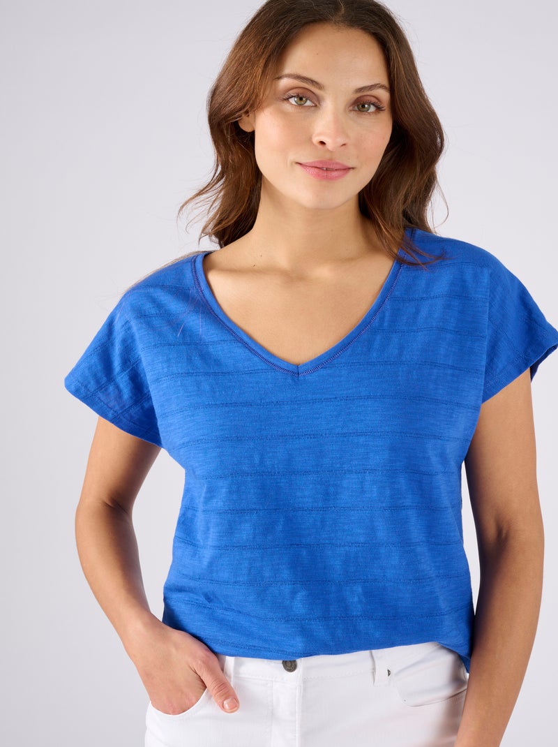T-shirt effet rayé - Damart Bleu - Kiabi