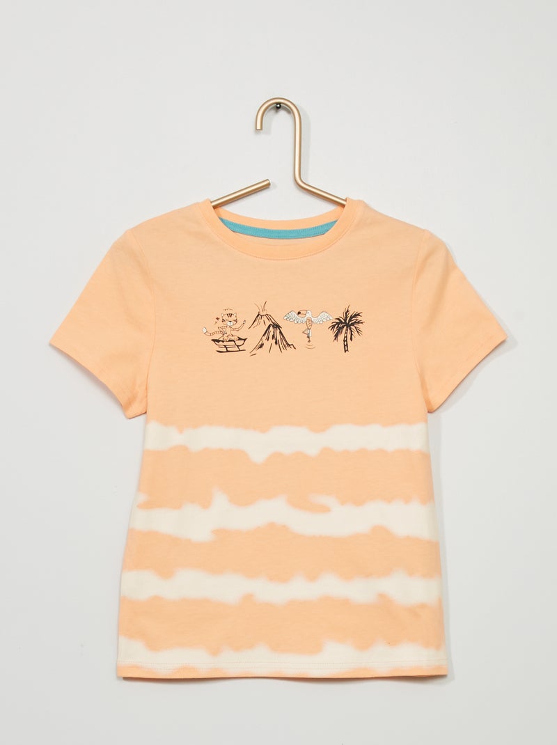 T-shirt effet 'Tie and Dye' Orange - Kiabi