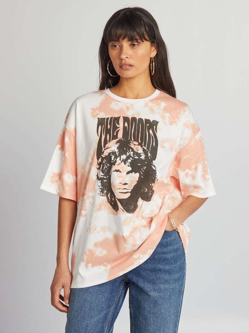 T-shirt effet tie and dye 'The Doors' Rose - Kiabi