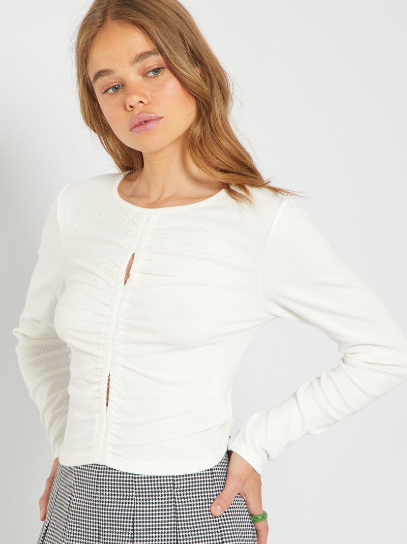 T-shirt élastiqué devant blanc - Kiabi
