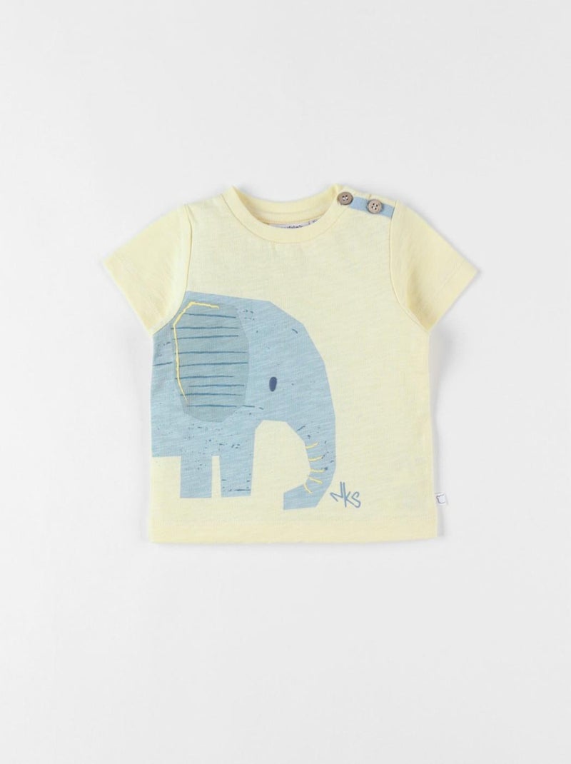 T-shirt éléphant à courtes manches, pâle Noukie's Jaune - Kiabi