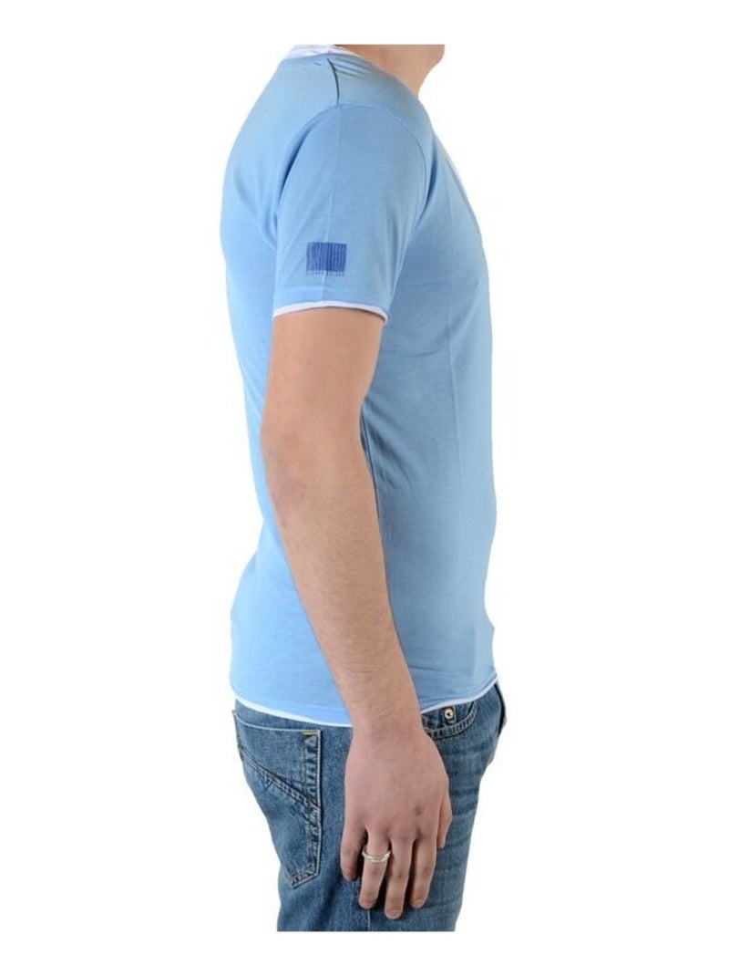 T-Shirt Eleven Paris L2 Basic Double V SS Bleu Azur Bleu - Kiabi