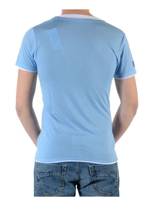 T-Shirt Eleven Paris L2 Basic Double V SS Bleu Azur - Kiabi