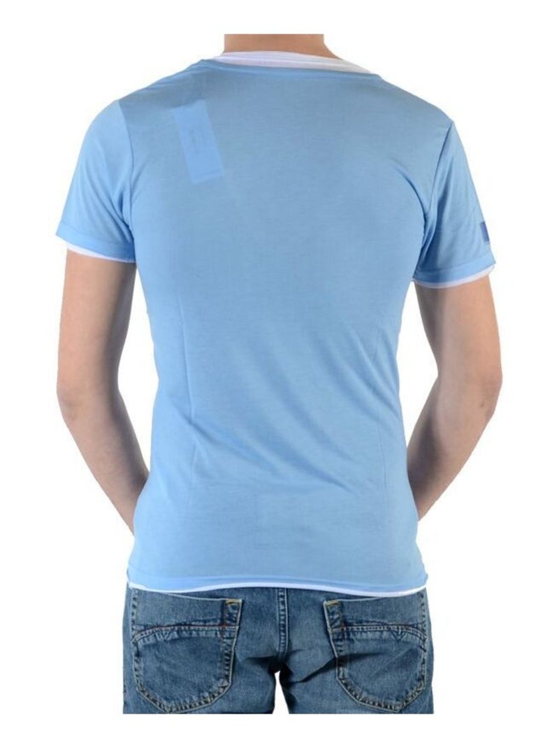 T-Shirt Eleven Paris L2 Basic Double V SS Bleu Azur Bleu - Kiabi