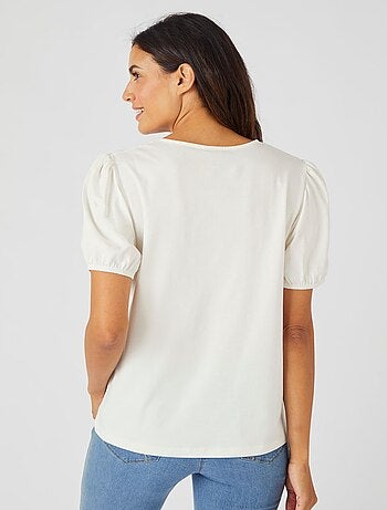 T-shirt empiècement broderie anglaise - Damart