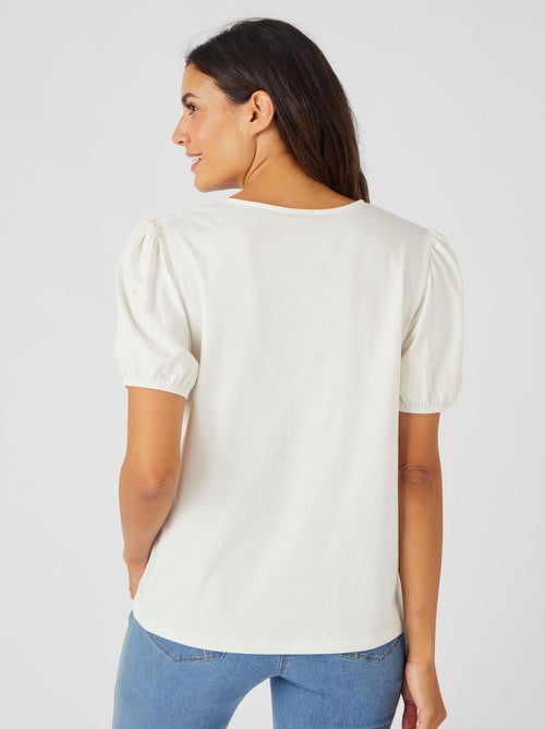 T-shirt empiècement broderie anglaise - Damart - Kiabi