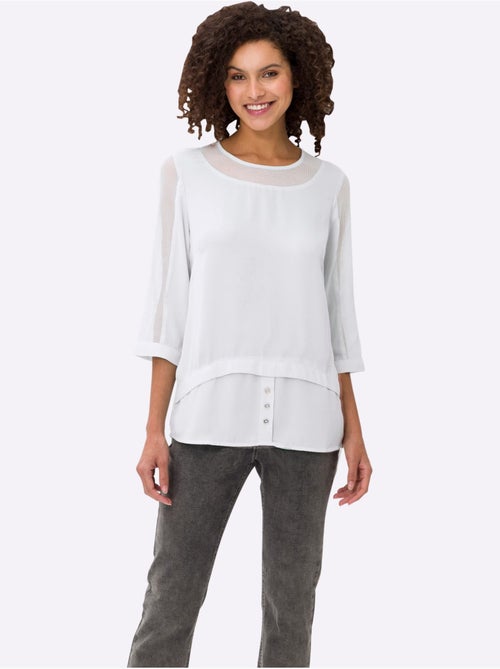 T-shirt Empiècements Résille, Allure élégante - Taille Standard - Helline - Kiabi T-shirt Empiècements Résille, Allure élégante - Taille Standard - Helline - Kiabi