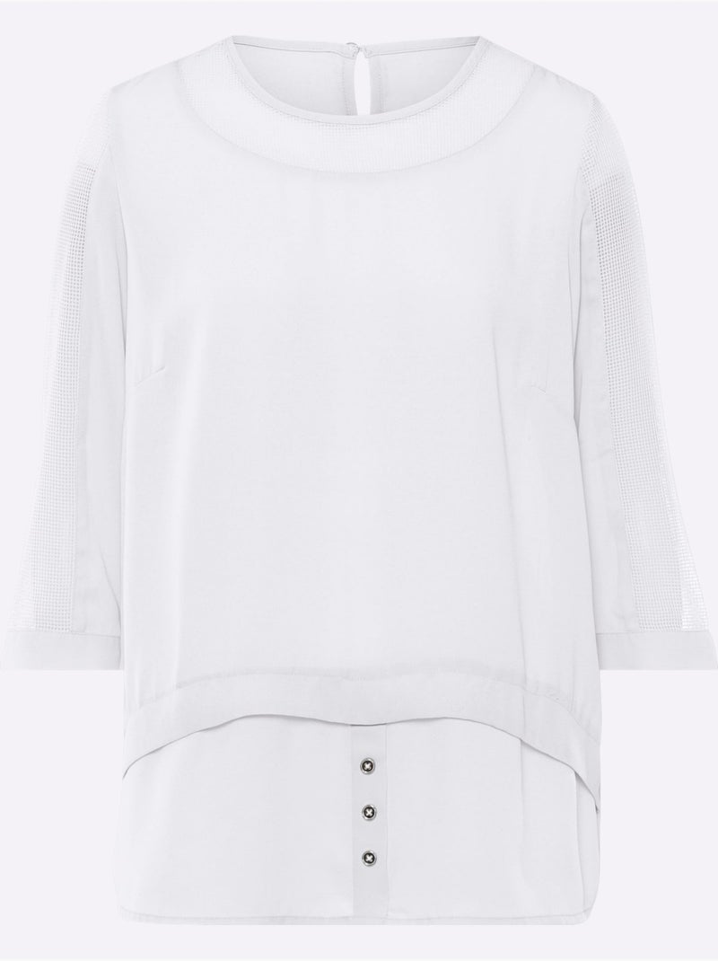 T-shirt Empiècements Résille, Allure élégante - Taille Standard - Helline Blanc - Kiabi