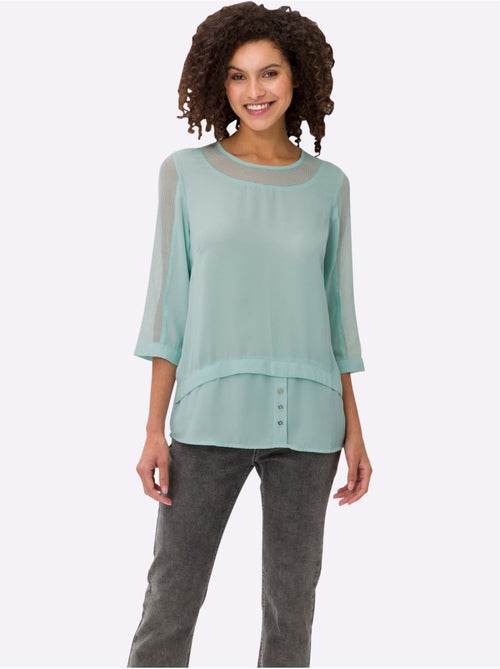 T-shirt Empiècements Résille, Allure élégante - Taille Standard - Helline - Kiabi T-shirt Empiècements Résille, Allure élégante - Taille Standard - Helline - Kiabi