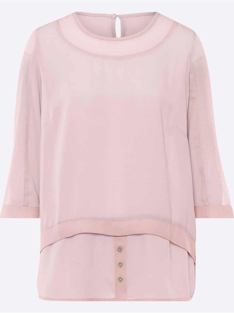 T-shirt Empiècements Résille, Allure élégante - Taille Standard - Helline Rose clair - Kiabi