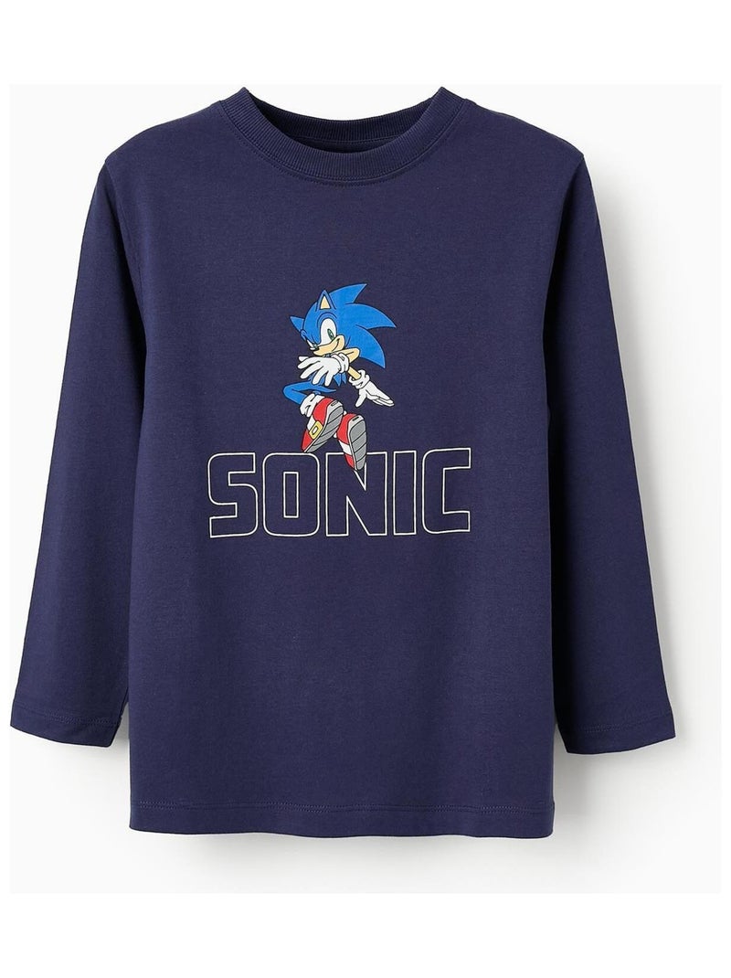 T-shirt en 100 % coton avec impression Sonic Bleu foncé - Kiabi