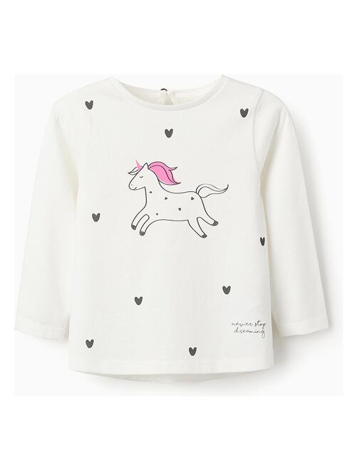 T-shirt en 100% coton et avec imprimé cœur/licorne - Kiabi