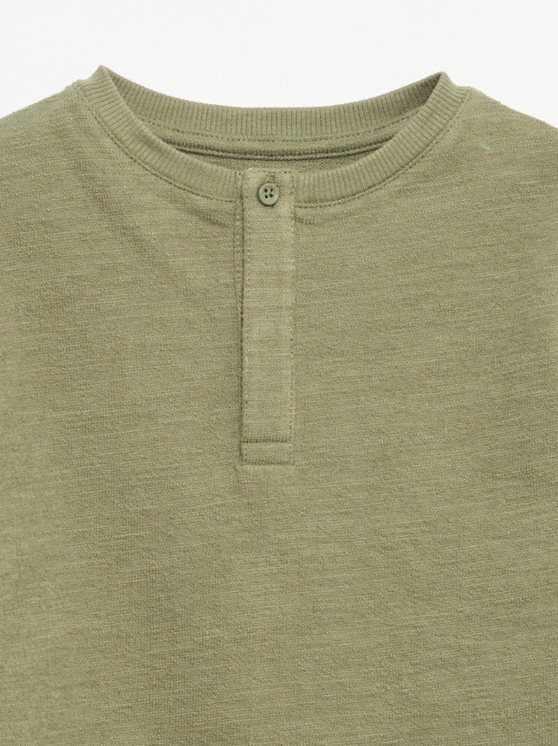 T-shirt en Baby Terry à manches longues Vert - Kiabi