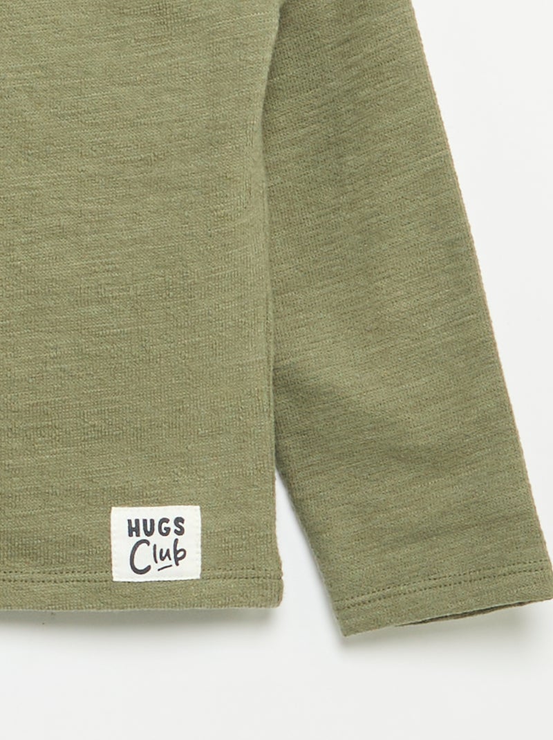 T-shirt en Baby Terry à manches longues Vert - Kiabi