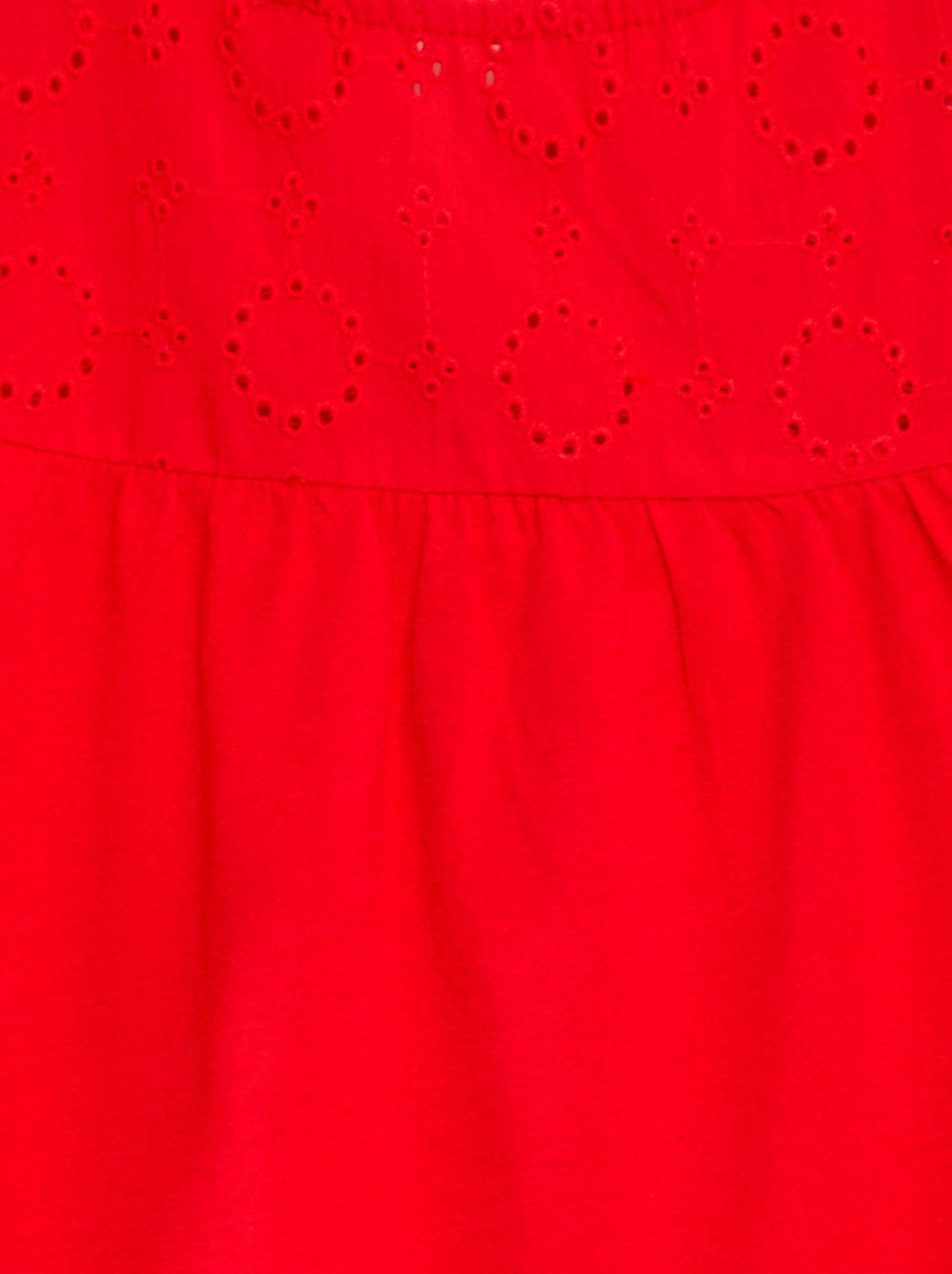 Broderie Anglaise rouge en coton, parfait pour robes et accessoires