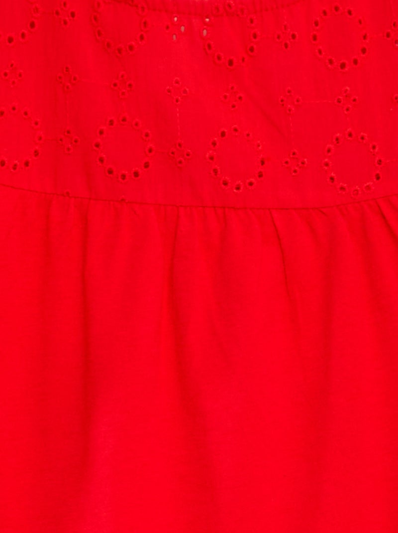 T-shirt en broderie anglaise - Rouge - Fille - 6.00�?� - Kiabi