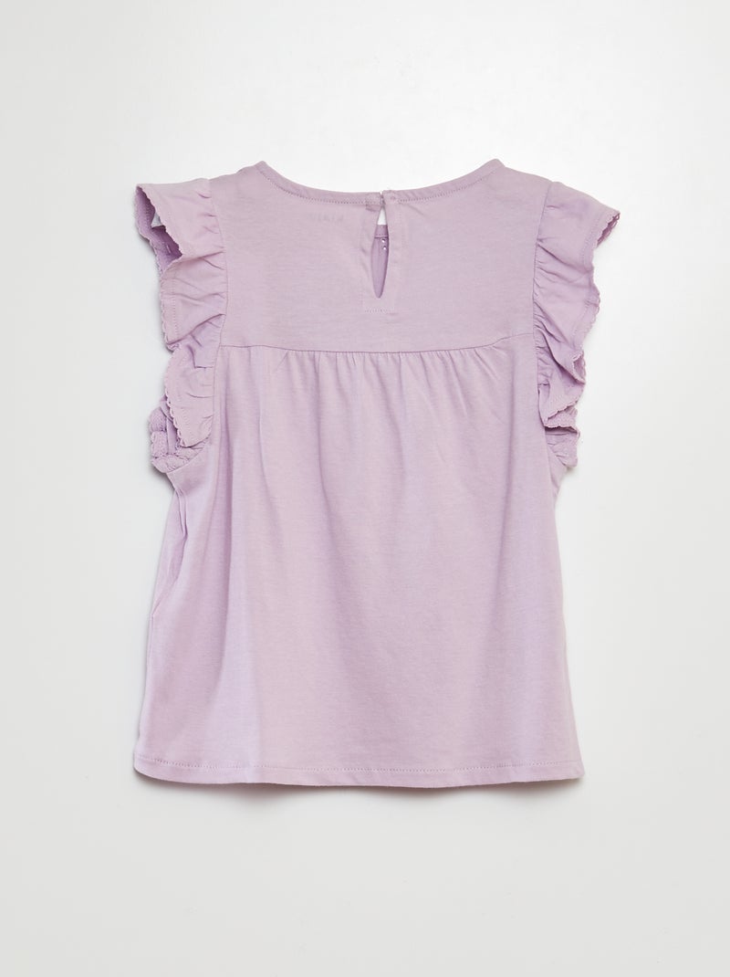 T-shirt en broderie anglaise Violet - Kiabi