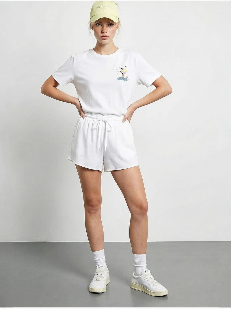 T-shirt en coton à col rond brodé lucci Blanc - Kiabi