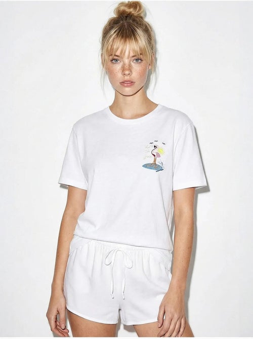 T-shirt en coton à col rond brodé lucci - Kiabi T-shirt en coton à col rond brodé lucci - Kiabi