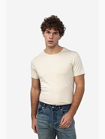 T-shirt en coton à col rond coupe ajustée pour homme giesto
