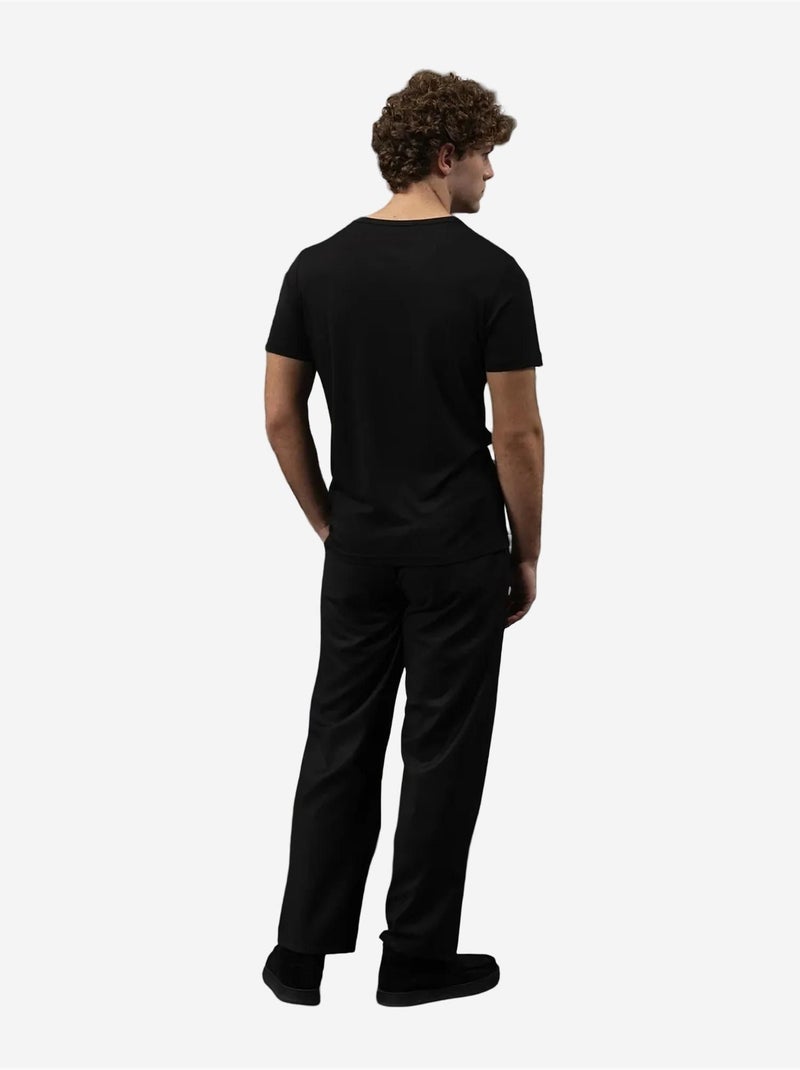 T-shirt en coton à col rond et coupe ajustée giesto Noir - Kiabi