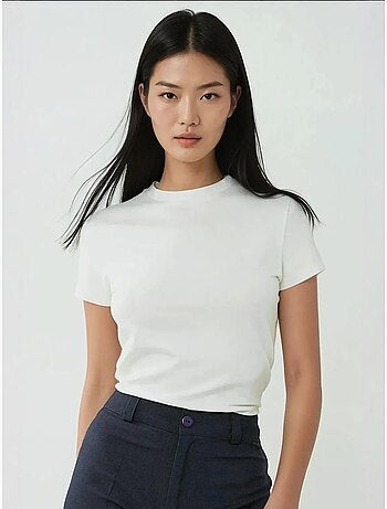 T-shirt en coton à col rond et coupe régulière