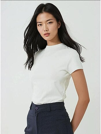 T-shirt en coton à col rond et coupe régulière