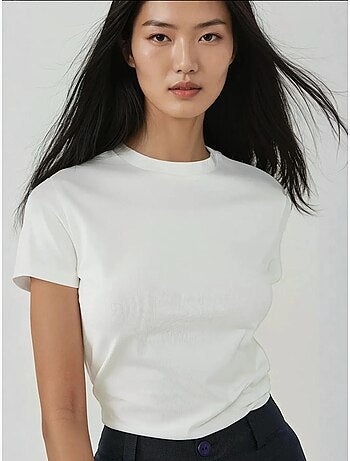 T-shirt en coton à col rond et coupe régulière