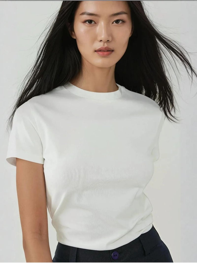 T-shirt en coton à col rond et coupe régulière Bleu clair - Kiabi
