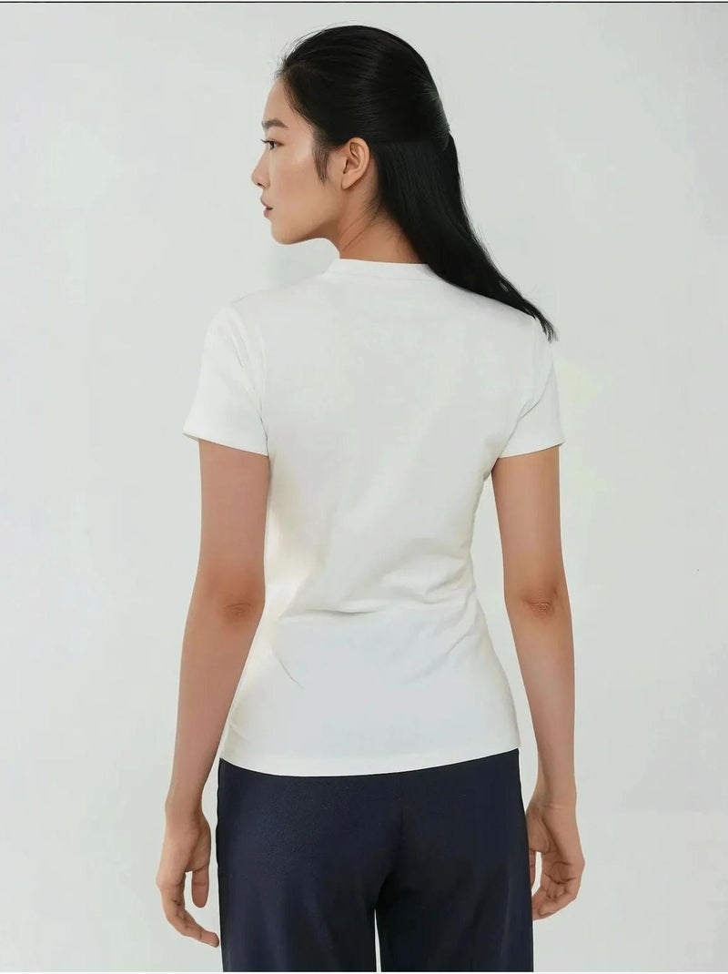 T-shirt en coton à col rond et coupe régulière Bleu clair - Kiabi
