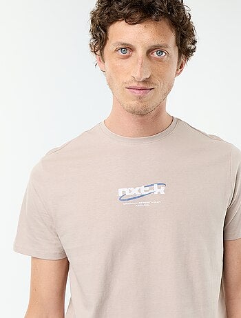 T-shirt en coton pour homme à col rond avec motif