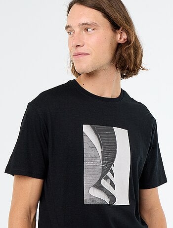T-shirt en coton pour homme à col rond avec motif