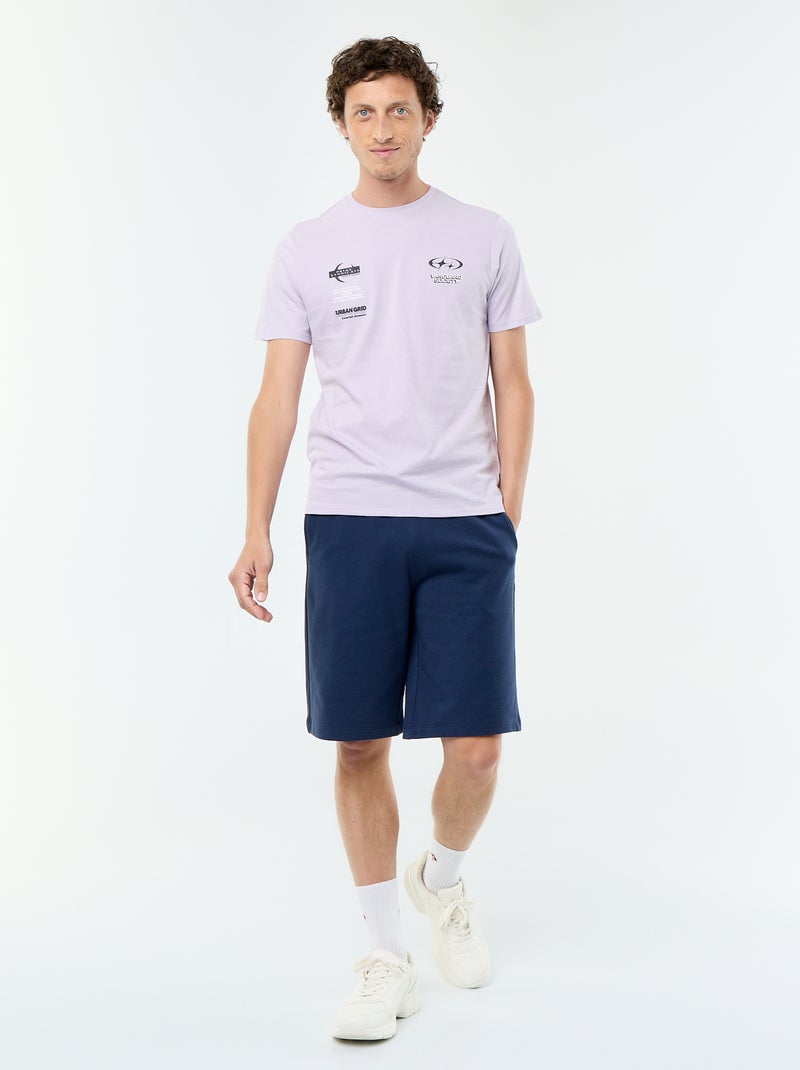 T-shirt en coton à col rond Homme avec motif placé Violet - Kiabi