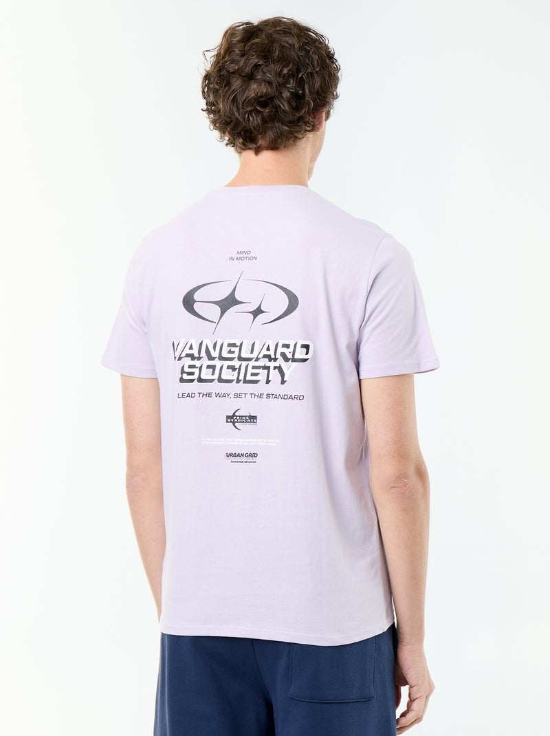 T-shirt en coton à col rond Homme avec motif placé Violet - Kiabi