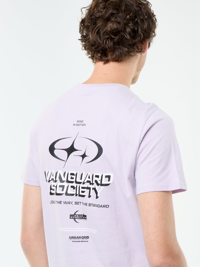 T-shirt en coton à col rond Homme avec motif placé Violet - Kiabi