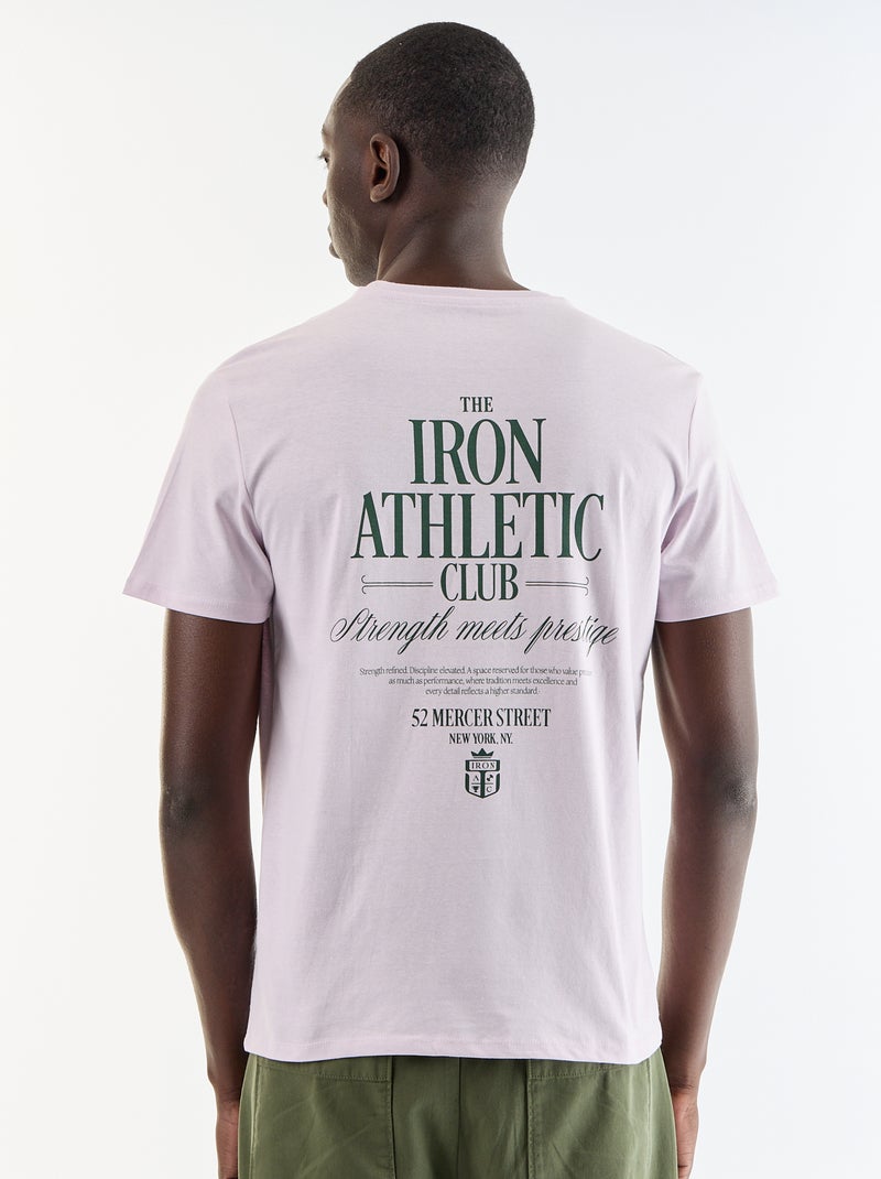 T-shirt en coton à col rond homme avec motif placé Violet - Kiabi