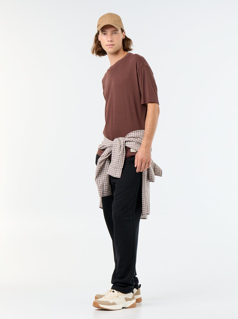 T-shirt en coton à col rond homme Marron - Kiabi