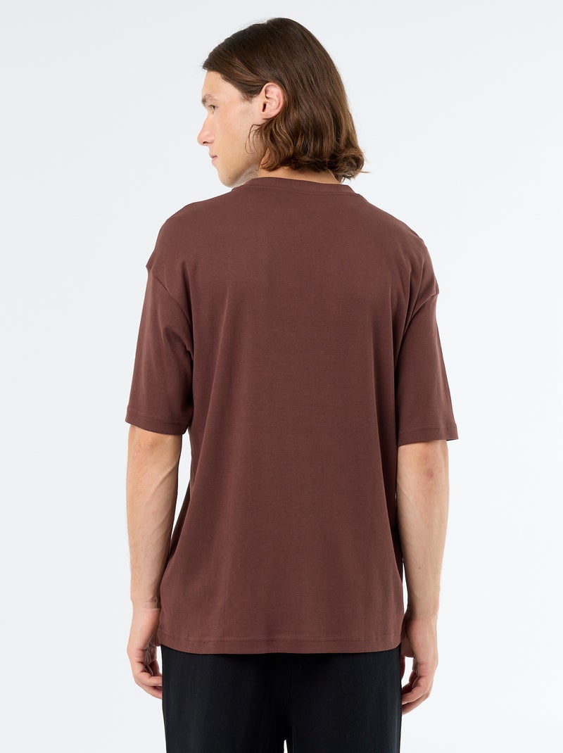 T-shirt en coton à col rond homme Marron - Kiabi