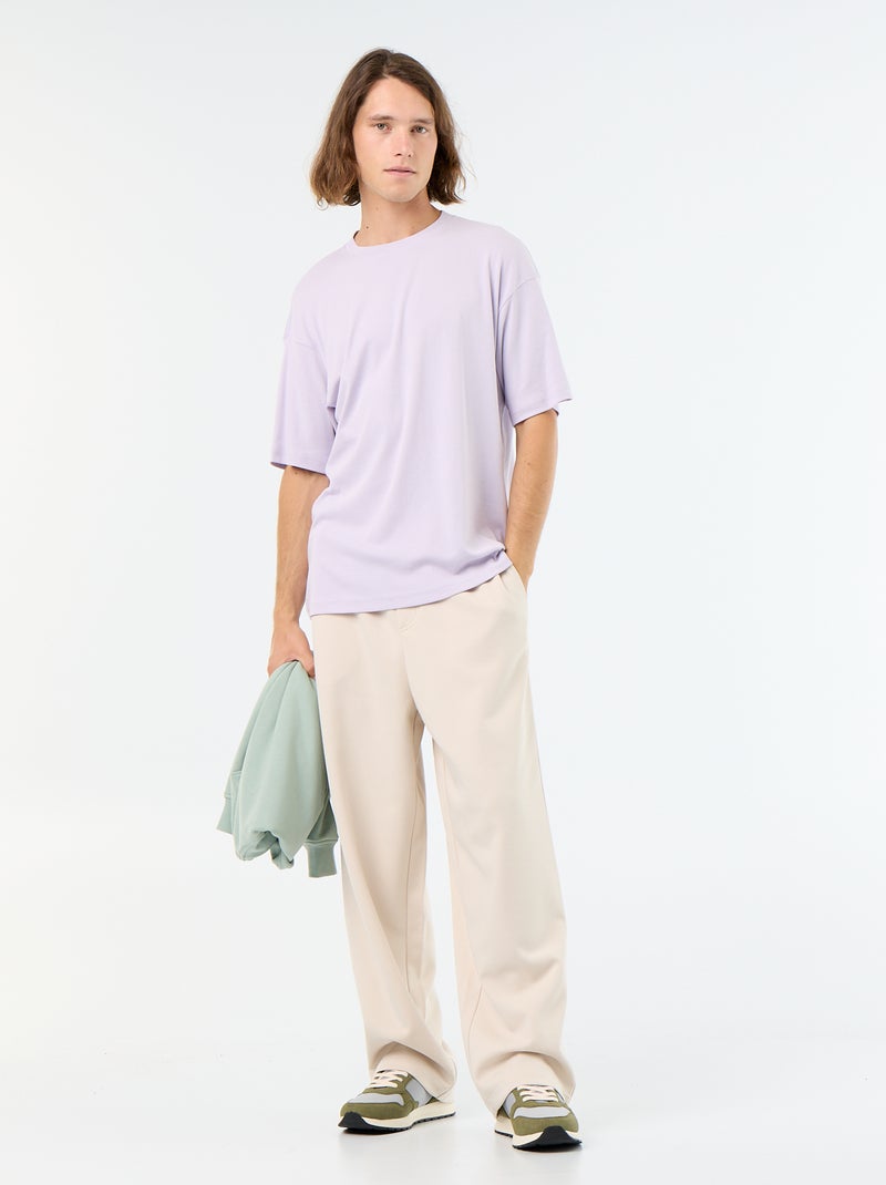T-shirt en coton à col rond homme Rose - Kiabi