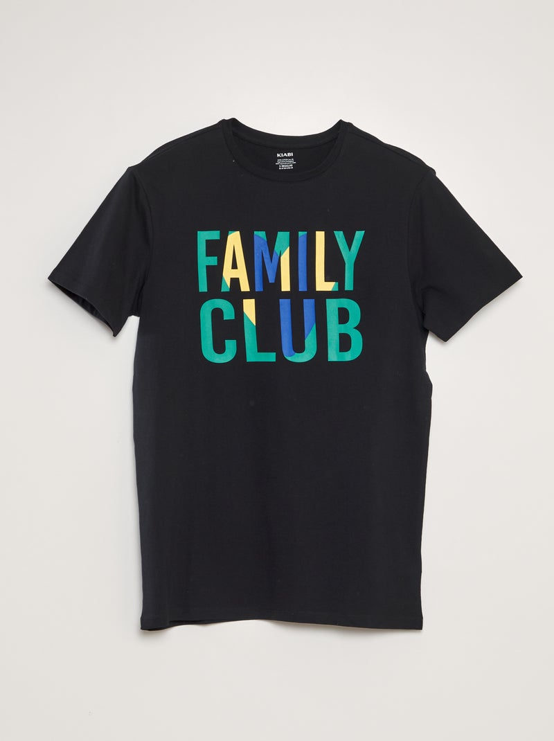 T-shirt en coton à col rond Noir - Kiabi