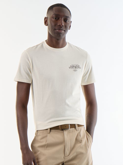 T-shirt en coton à col rond pour homme avec motif placé - Kiabi