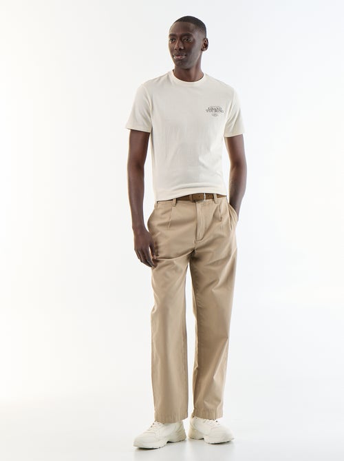 T-shirt en coton à col rond pour homme avec motif placé - Kiabi