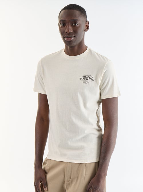 T-shirt en coton à col rond pour homme avec motif placé - Kiabi