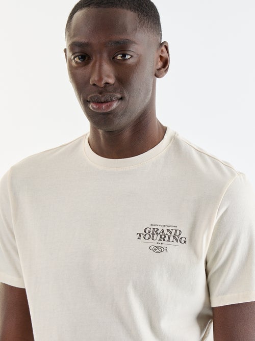 T-shirt en coton à col rond pour homme avec motif placé - Kiabi