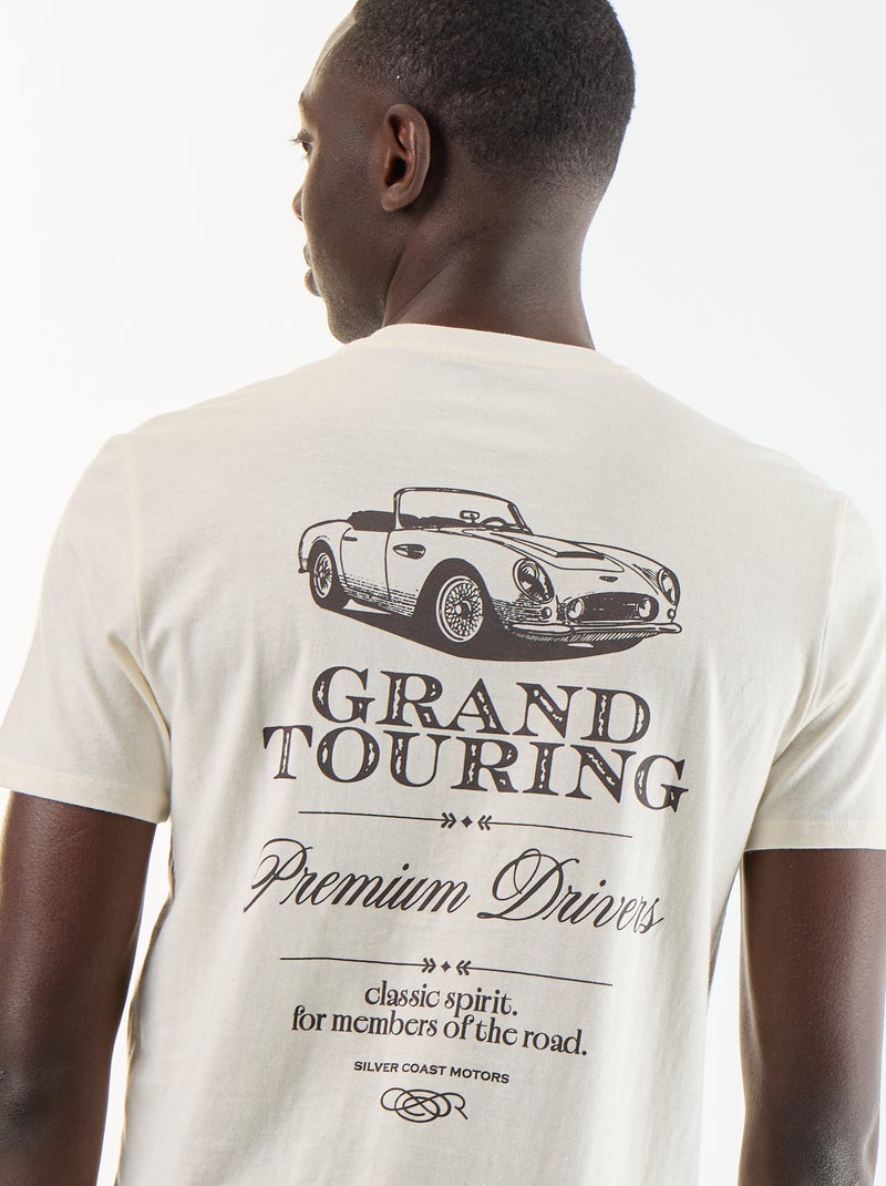 T-shirt en coton à col rond pour homme avec motif placé Blanc - Kiabi