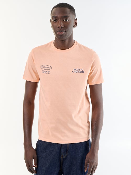 T-shirt en coton à col rond pour homme avec motif placé - Kiabi