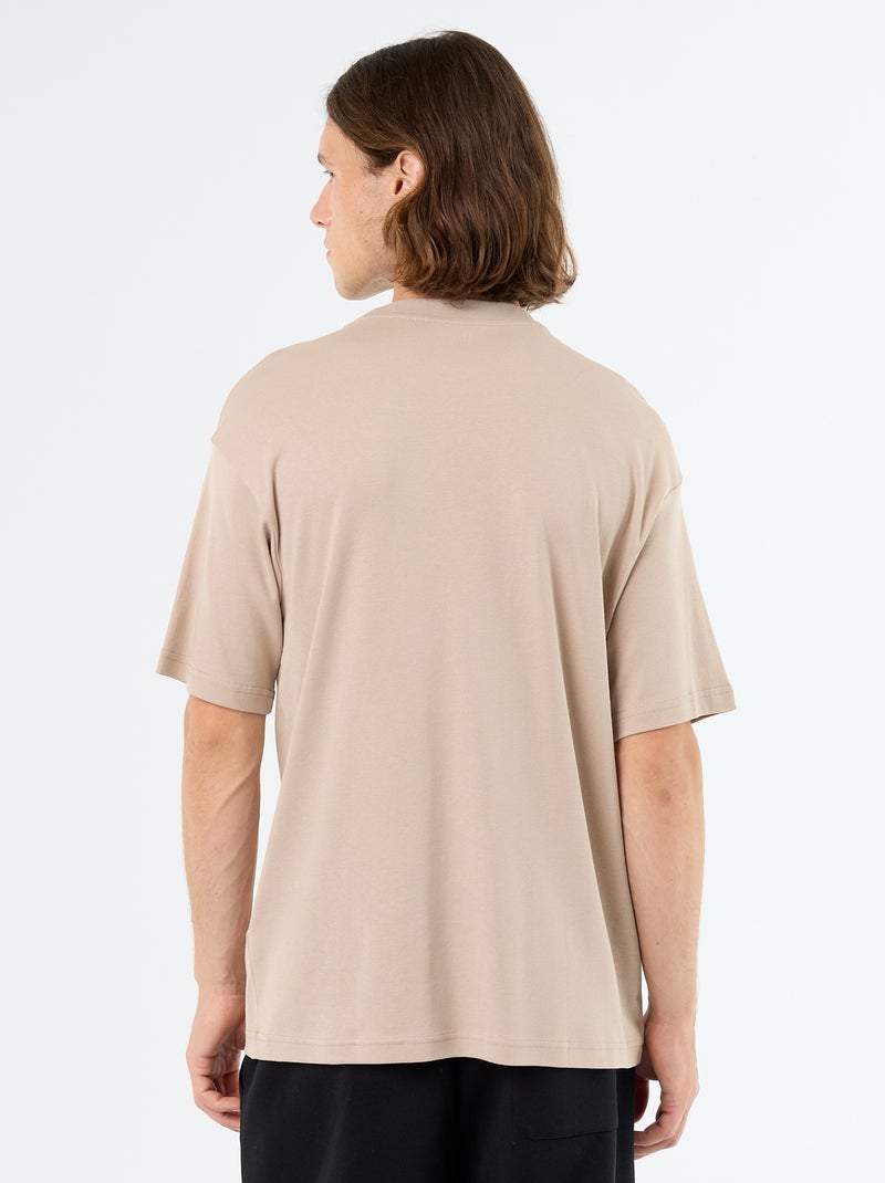 T-shirt en coton à col rond pour homme Beige - Kiabi