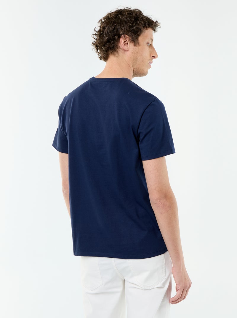 T-shirt en coton à col rond pour homme Bleu foncé - Kiabi