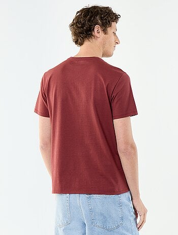 T-shirt uni en coton pour homme à col rond
